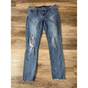 Lucky Brand Jeans Women's 8/29 Lolita Skinny Embroidered Raw Hem Distressed